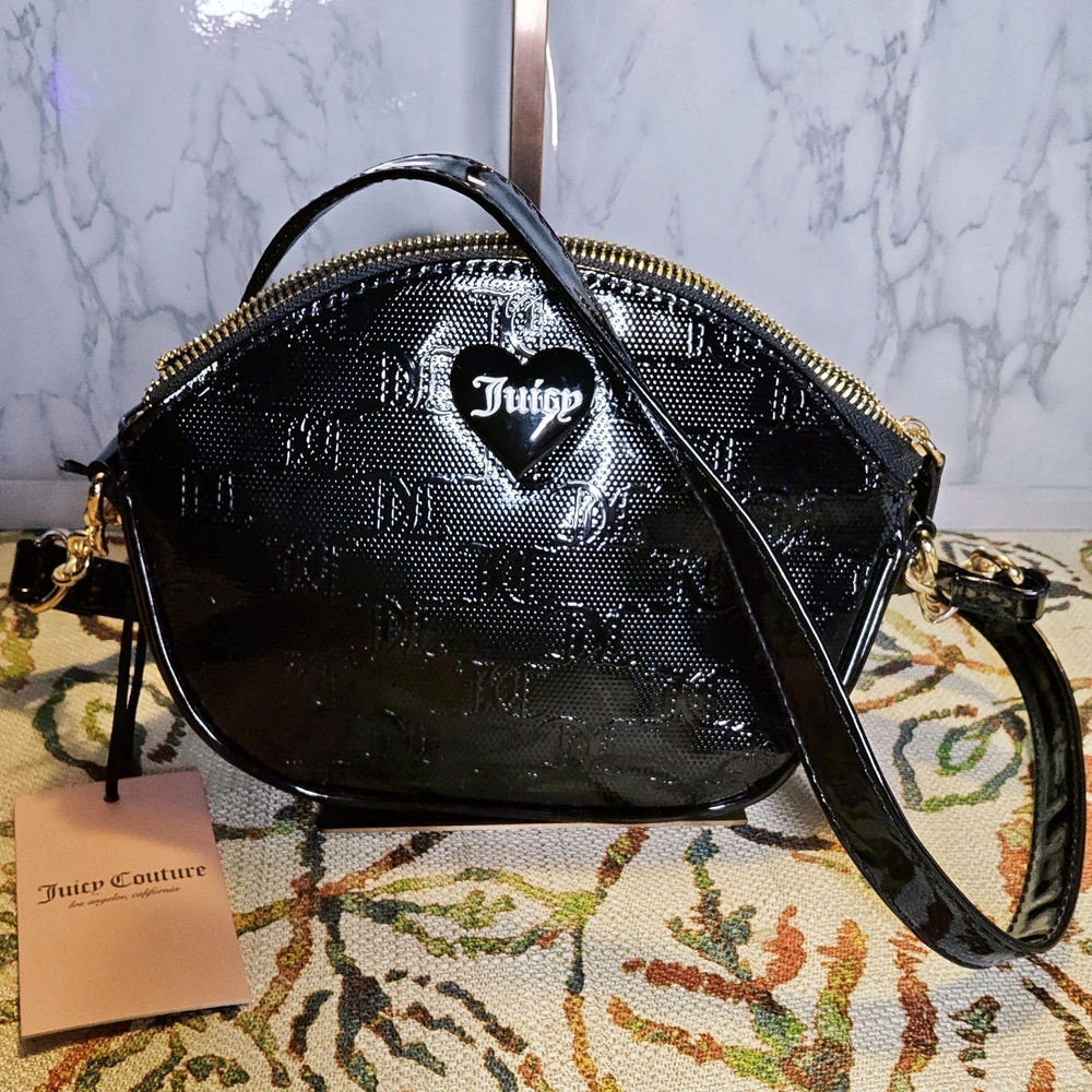 Juicy Couture Glossy Black Crossbody Bag NWT